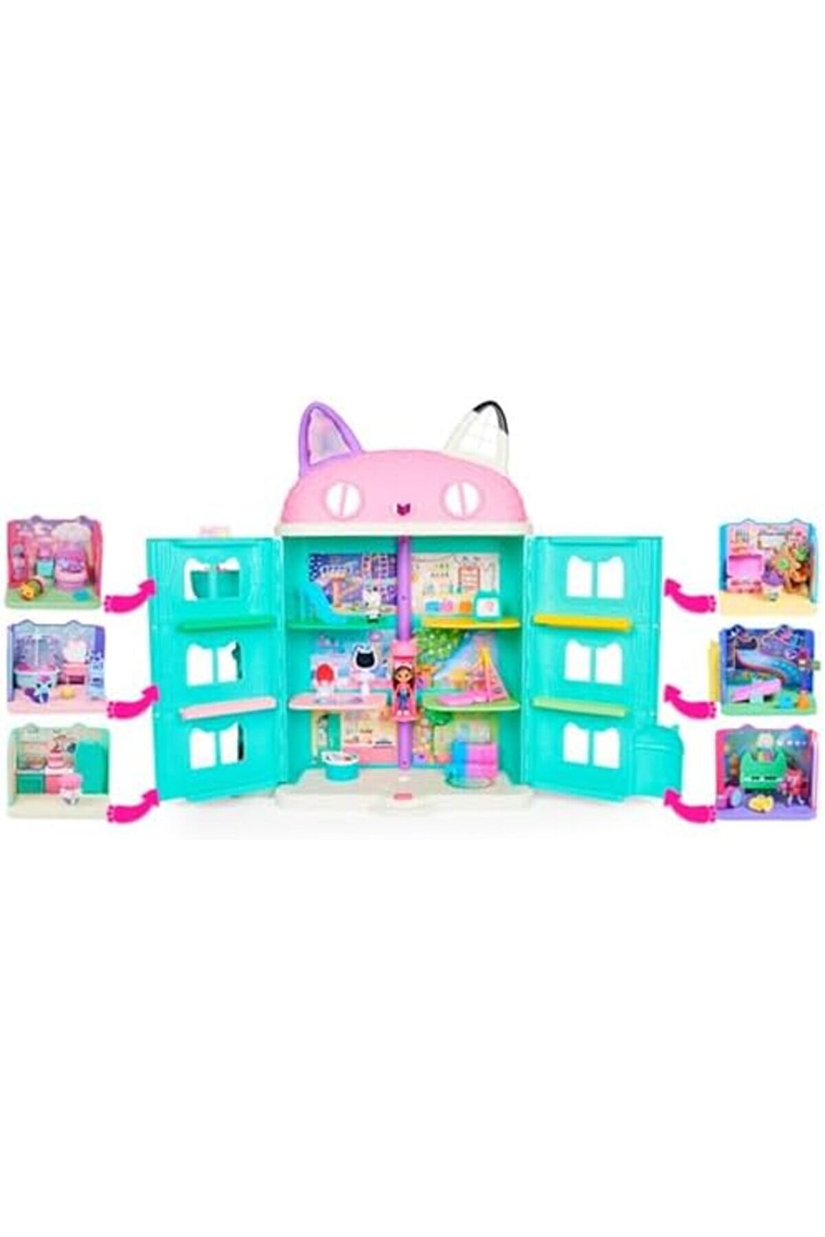 Dollhouse Room Oyun Seti̇, Yavru Deni̇z Gergedanı, Mobi̇lya Parçaları Ve Aksesuarlar İle Parti̇ Odası, 3