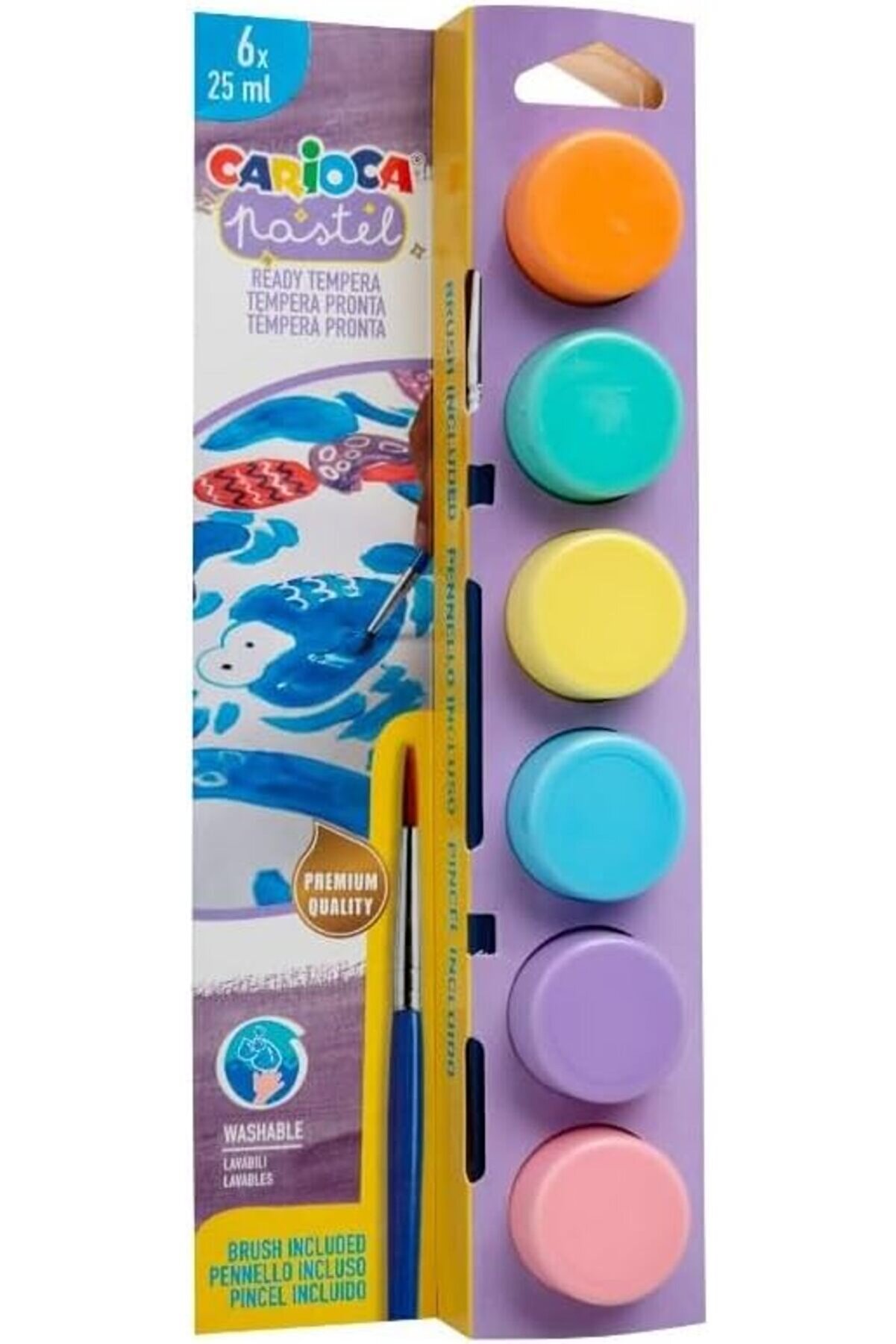 STOREMAX modashine PASTEL TEMPERA SÜPER YIKANABİLİR FIRÇALI 6 * 25 ML 6 RENK KARIŞIK modascope 1014773