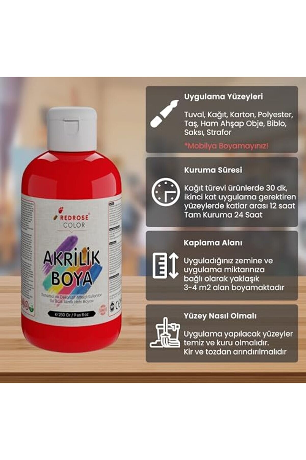 Modashi̇ne Rose Kırmızı Akri̇li̇k 250 Gr Modascope 1014773