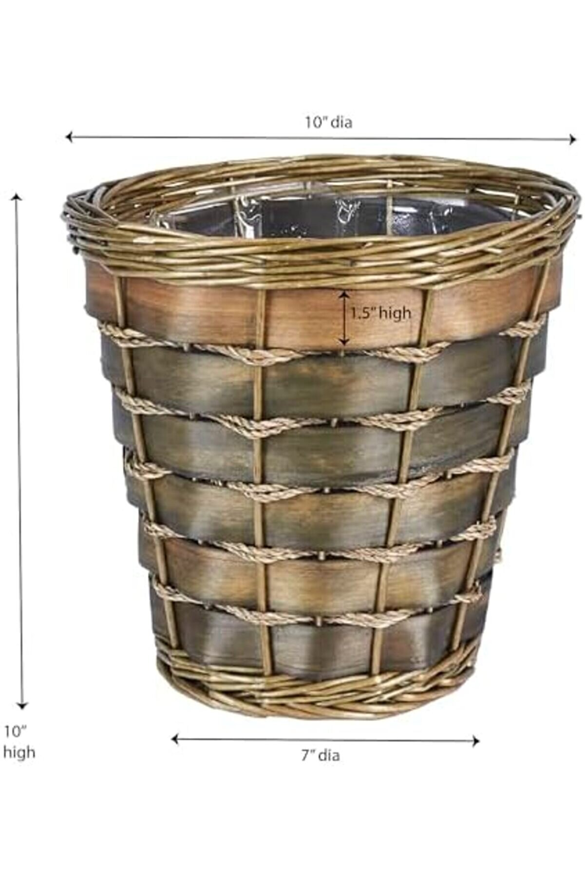 Pltnstoreshop Essenti̇als Ml-2215 Küçük Dekorati̇f Hasır Çöp Sepeti̇ | Hn Söğüt Ve Kavak | Doğal Koyu K