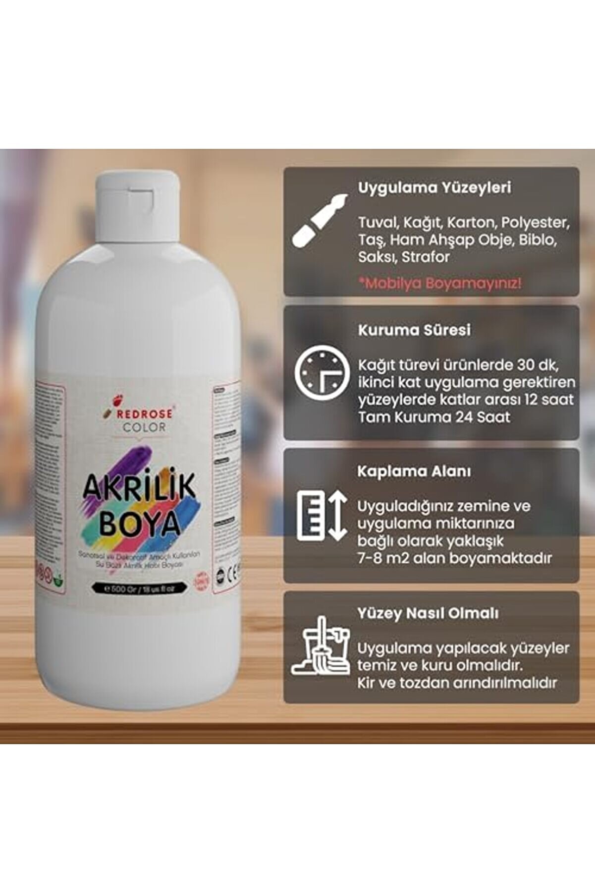 Modashi̇ne Rose Ten Rengi̇ Akri̇li̇k 500 Gr Modascope 1014773