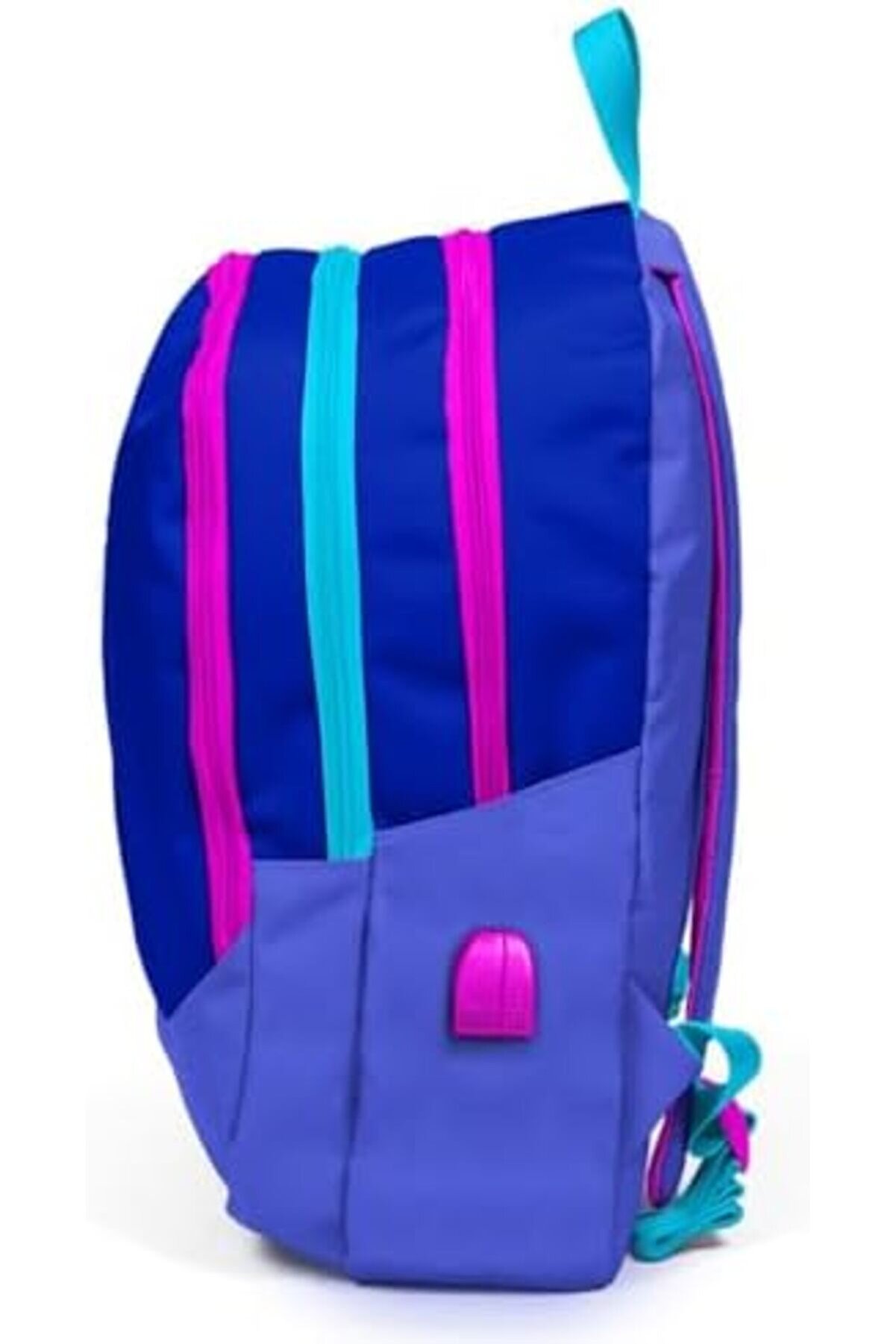 Modashi̇ne Sport Laci̇vert Pembe Okul Ve Günlük Sırt Çantası - Dört Gözlü - Usb Ve Aux Soketli̇ Modasco