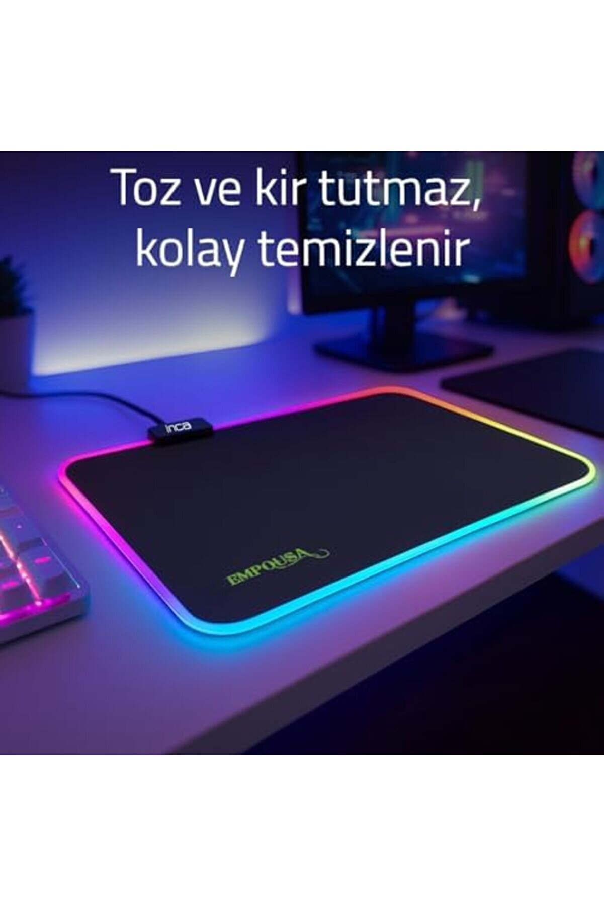 Modashi̇ne Imp-024T Empousa Rgb 7 Led Medıum Mousepad (320X270X3Mm),12 Farklı Deği̇şebi̇len Dokunmati̇k