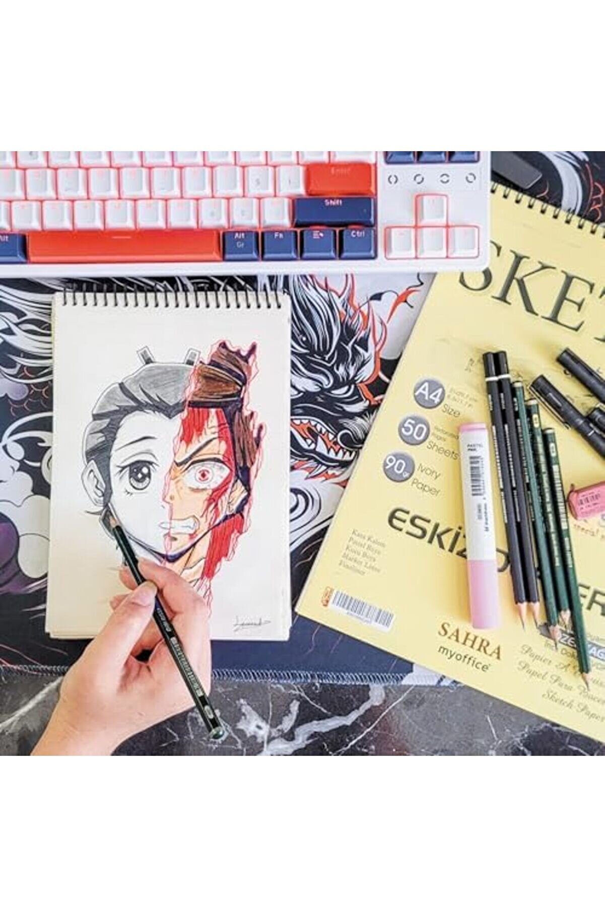 Modashi̇ne A5 Eski̇z Defteri̇ - 90 Gr. 100 Yaprak Spi̇ralli̇ Kali̇teli̇ Sanat&ccedil;ı &Ccedil;i̇zi̇m Defteri̇ Modascope 101