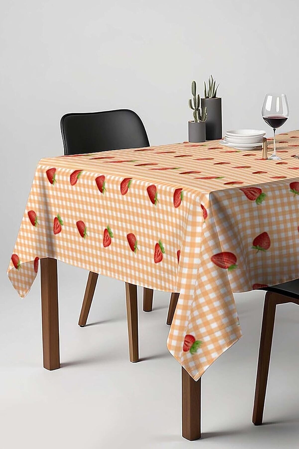 STOREMAX modashine Çilek Desenli Turuncu Masa Örtüsü, Sofra Bezi, Piknik Örtüsü TURUNCU 140 x 200 riva00112 m