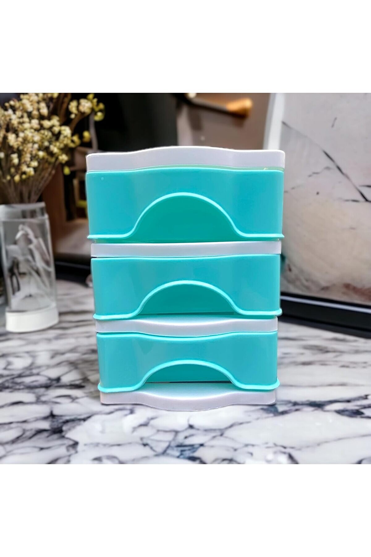 STOREMAX mrtshoppng Çekmeceli Masa Üstü Çekmece Sert Plastik/Organizer Fosforlu Seri - Mavi Renk mrtshoppng 5