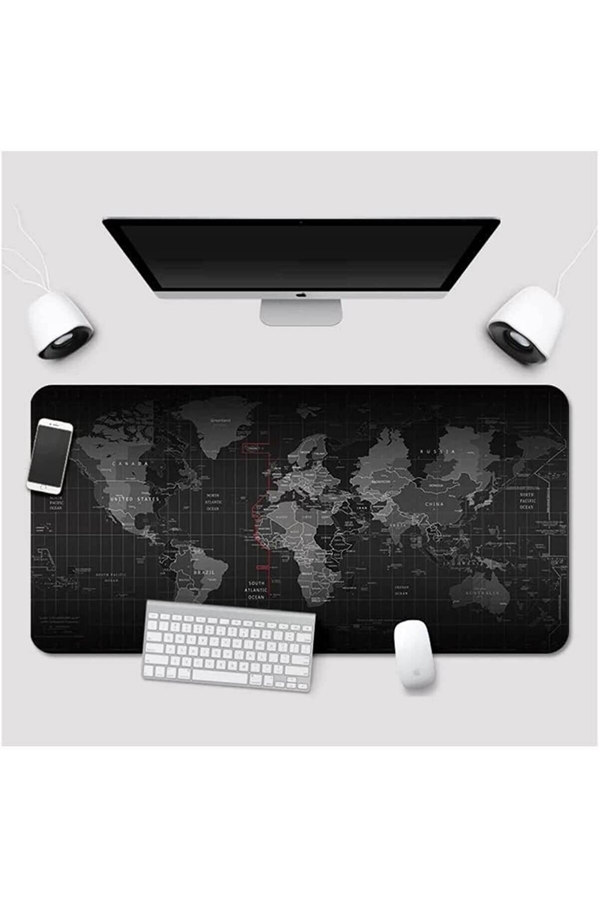 Büyük Boy 90X40 Xxl Dünya Desenli̇ Mouse Pad Kauçuk Kaymaz Alt Taban, Yumuşak Kumaş Oyuncu Mousepad,