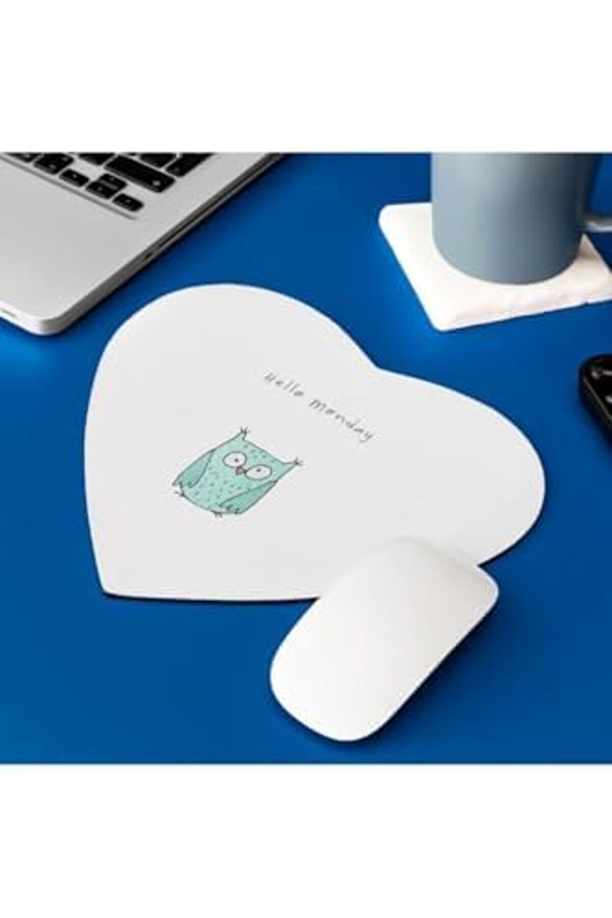 Sendromsuz Pazartesi̇ Hedi̇yesi̇ Mi̇ni̇mal Baykuş Tasarımlı Kalp Mouse Pad - Fare Altlığı 1175713