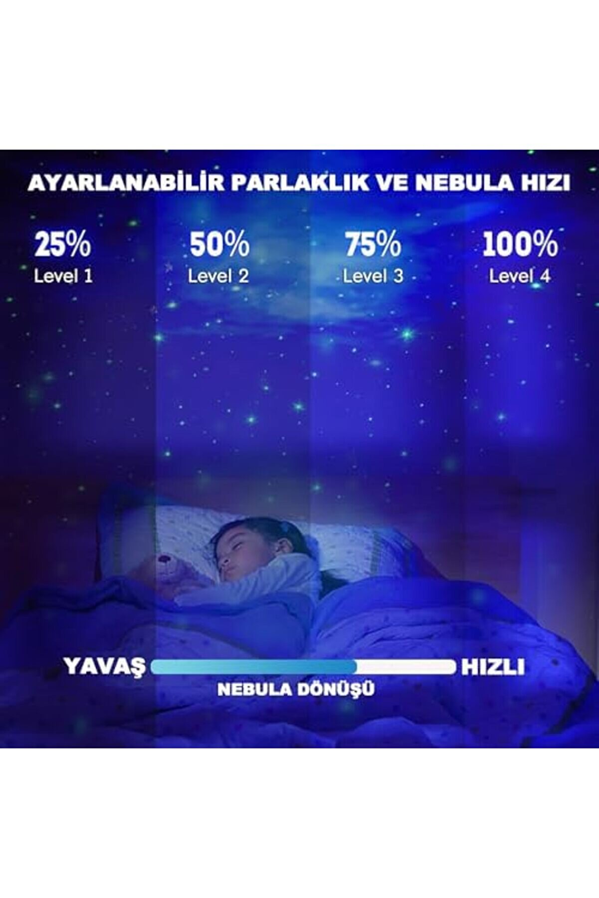 Shopverse Projektör Gece Lambası - Uzaktan Kumandalı Çok Renkli̇ Yıldızlı Gece Lambası - Zamanlayıcıl