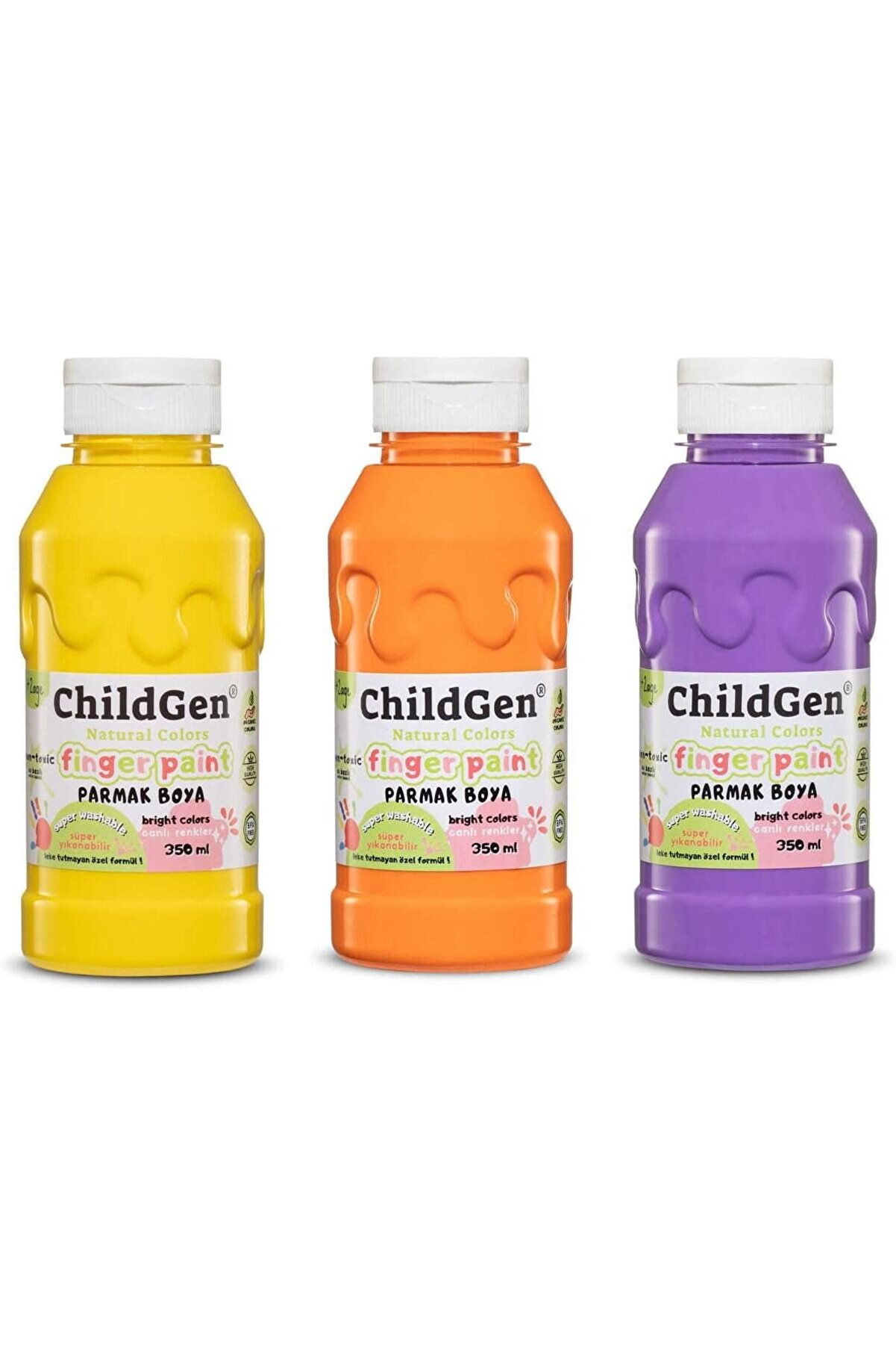 STOREMAX modashine Yıkanabilir 3'l&uuml; Parmak Seti (3X350ML) (TURUNCU-SARI-MOR) modascope 1014773