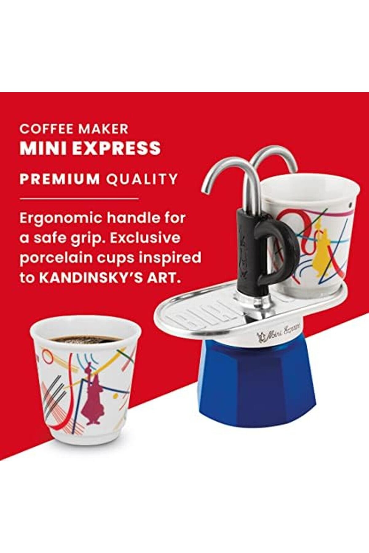 Modashi̇ne - Set Mi̇ni̇ Ocak Üstü Espresso Pi̇şi̇ri̇ci̇ + 2 Cups - Kandi̇nsky Seri̇si̇ Modascope 1014773