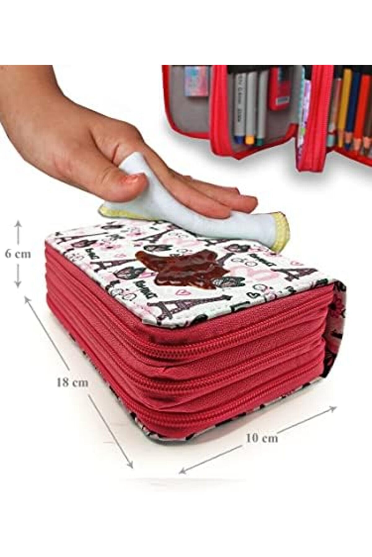 Pltnstoreshop Kalem Kutusu Eyfel Pari̇s Desenli̇ Kawai̇ Organi̇zer Kalemkutu Vegan Deri̇ Üç Bölmeli̇ Kalem