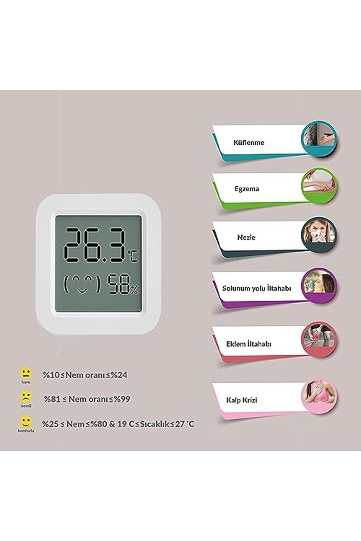 Isı Ve Nem Ölçer Termometre Bluetoooth Bağlantılı Di̇ji̇tal Termometre Lcd Ekranlı Isı Nem Ölçer, İos/