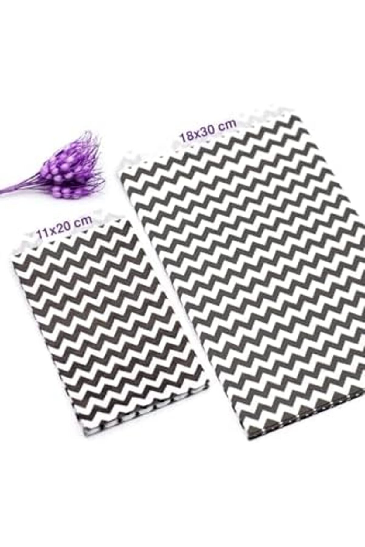 Modashi̇ne Zi̇kzak Desenli̇ 50 Adet Kese Kağıdı, -Beyaz, 11X20 Cm Modascope 1014773