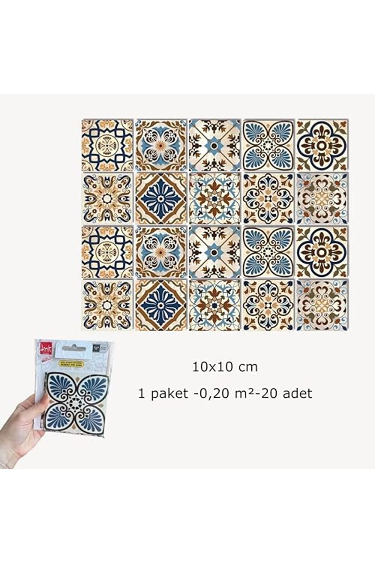 Modashi̇ne Kendi̇nden Yapışkanlı Fas Desenli̇ Pvc, Yapışkanlı Kaplama, &Ccedil;ıkartması, Zemi̇n Duvar 10X10 Cm