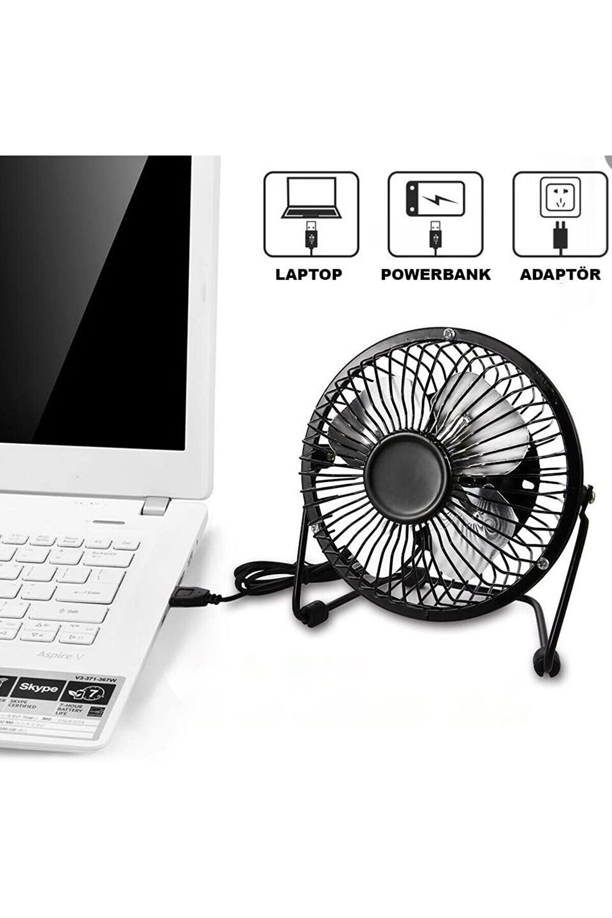 Modashi̇ne Masa Üstü Usb Fan Soğutucu Kli̇ma - Metal Seri̇nleti̇ci̇ Mi̇ni̇ - Usb Gi̇ri̇şli̇ Modascope 1014773