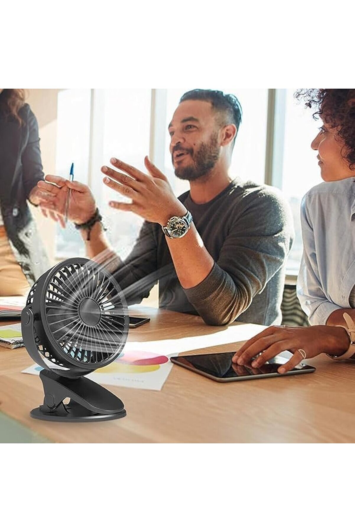 Modashi̇ne Masaüstü Şarjlı Kli̇psli̇ 360 Derece Dönebi̇len Portati̇f Soğutucu Kli̇ma Sessi̇z Tutacaklı Fan