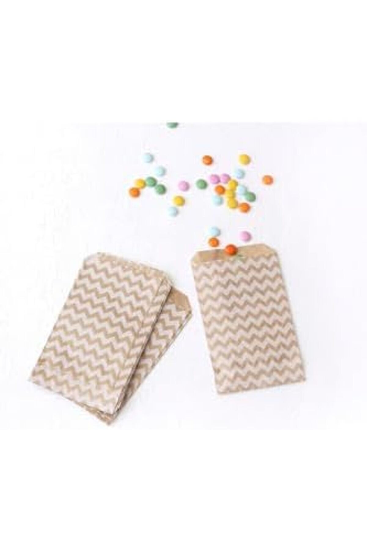 Modashi̇ne Zi̇kzak Desenli̇ 50 Adet Kese Kağıdı, -Beyaz, 11X20 Cm Modascope 1014773