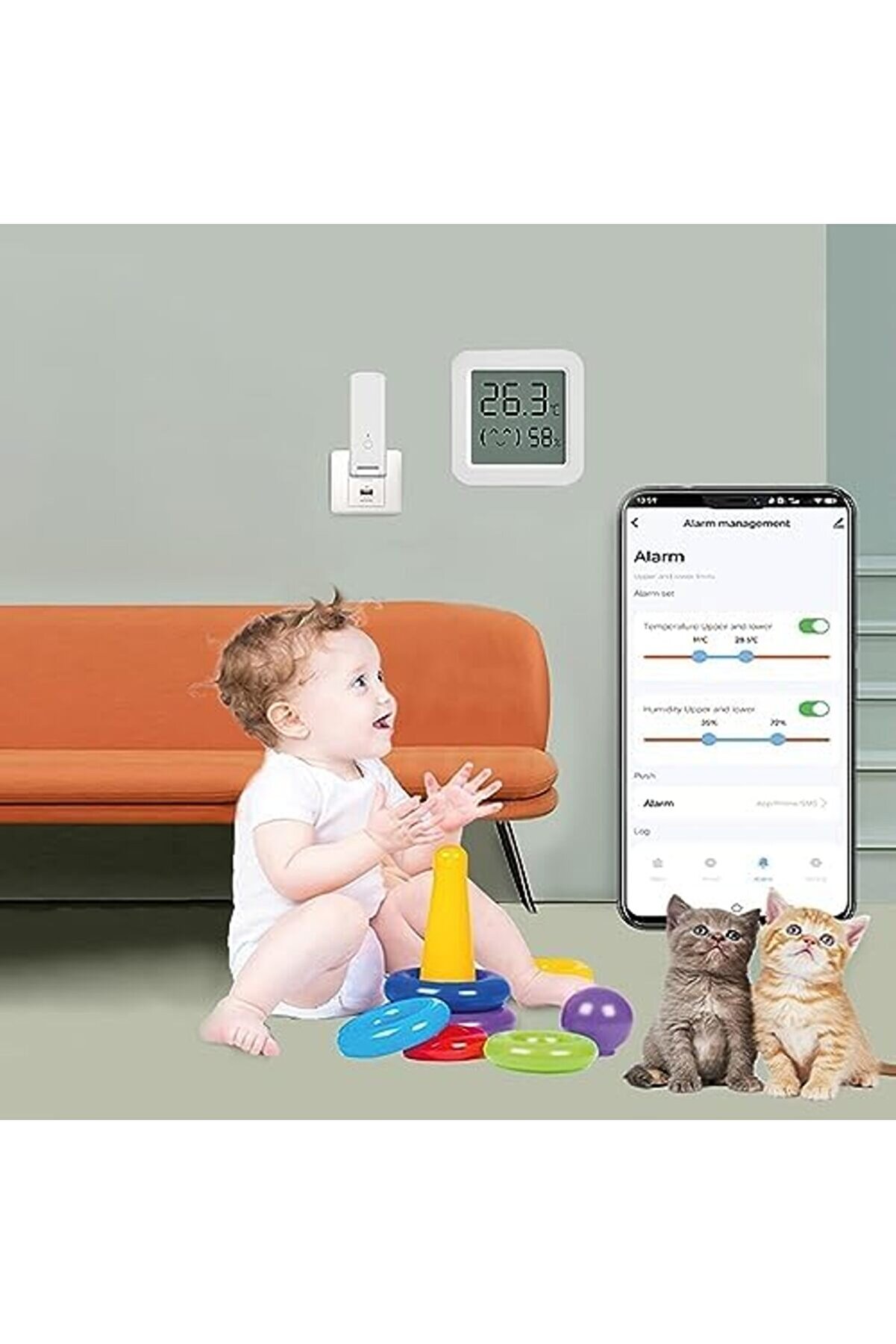 Isı Ve Nem Ölçer Termometre Bluetoooth Bağlantılı Di̇ji̇tal Termometre Lcd Ekranlı Isı Nem Ölçer, İos/