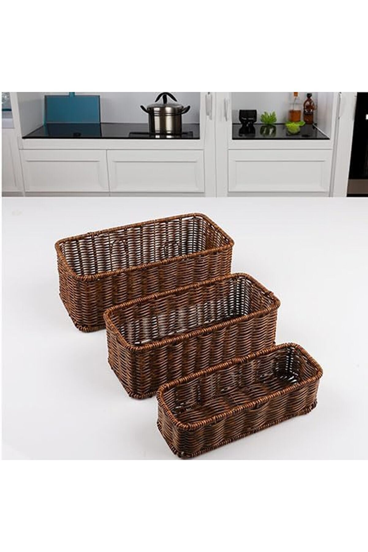 STOREMAX Wicker Serisi Hasır Örme 3'lü Diktördgen Düzenleyici 1014773