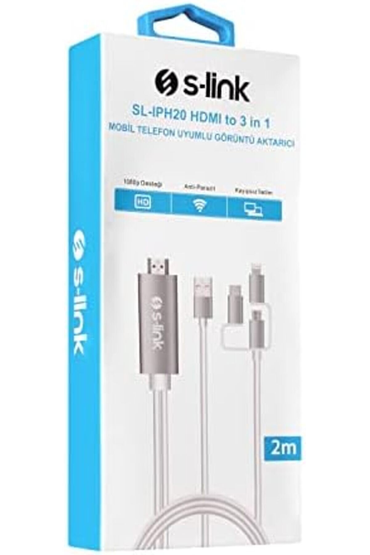 Svngsphereshop Sl-Iph20 Hdmı To 3 İn 1 2M Mobi̇l Telefon Uyumlu G&ouml;r&uuml;nt&uuml; Aktarıcı Kablo Svngsphereshop