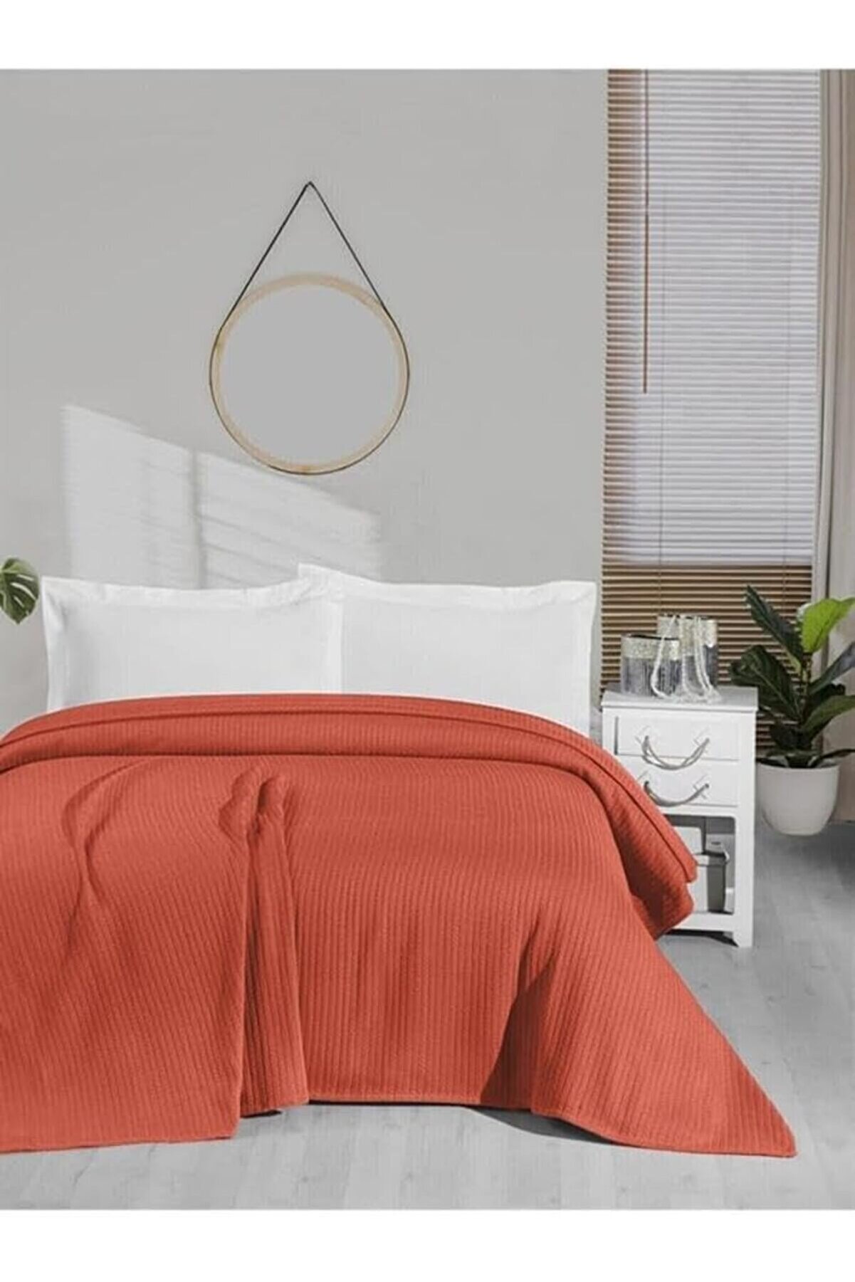 STOREMAX Örgü Pike Tek kişilik%100 Pamuk 170x240 - Kiremit 1014773