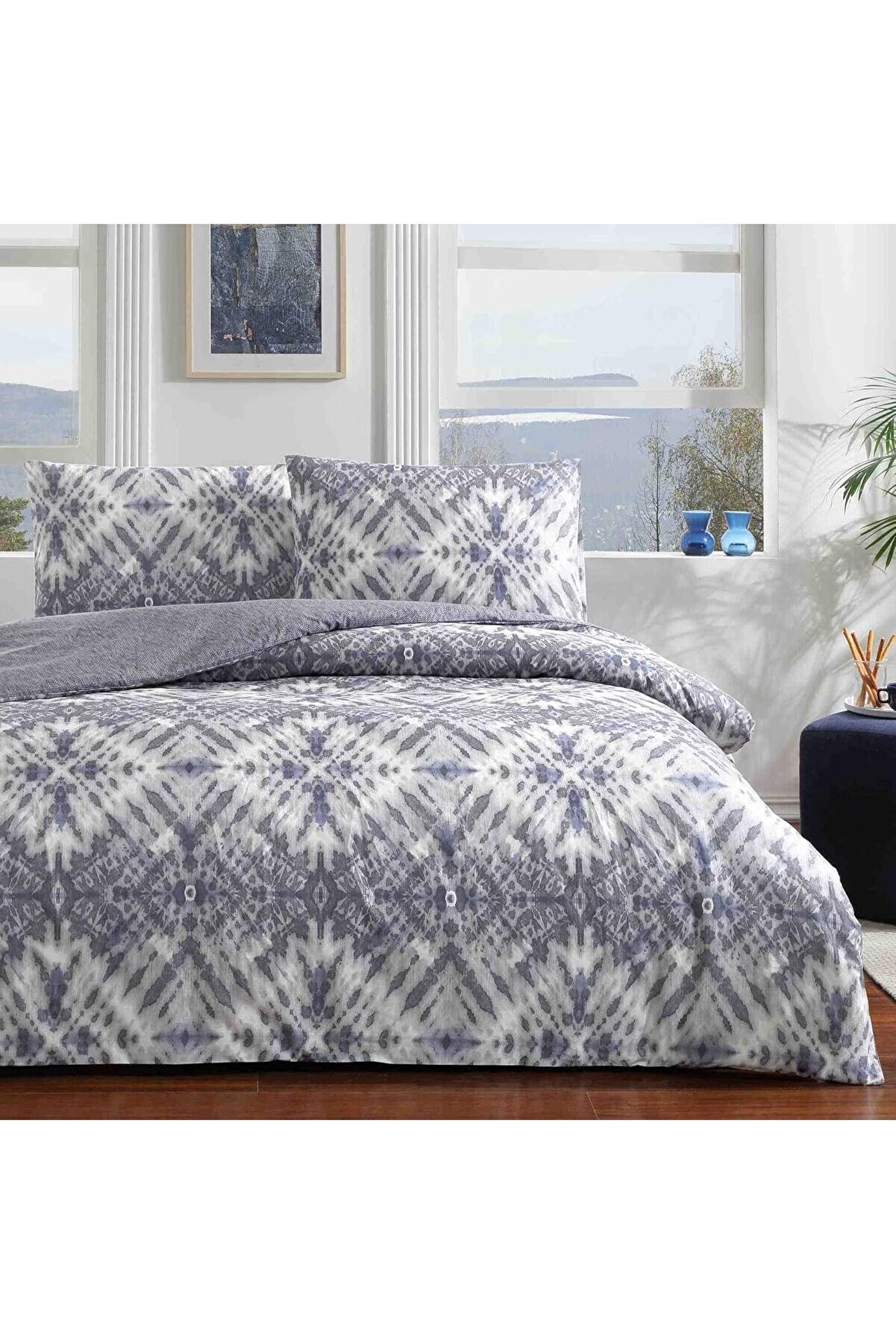 STOREMAX Mavis Ranforce Etnik Desenli%100 Pamuk Nevresim Takımı, Lacivert, Tek Kişilik 1014773