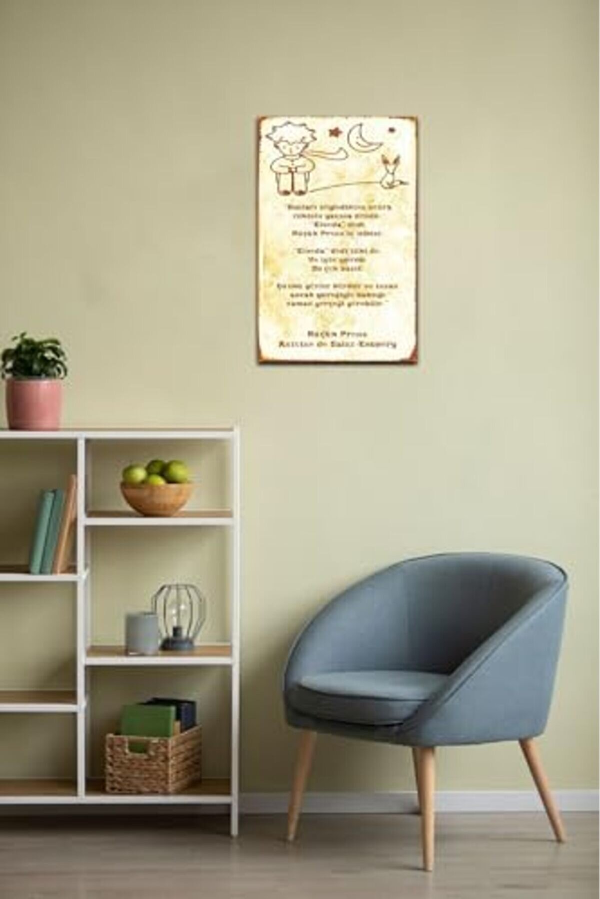 Kuşe Kağıt Duvar Posteri̇ Küçük Prens Retro Drtr