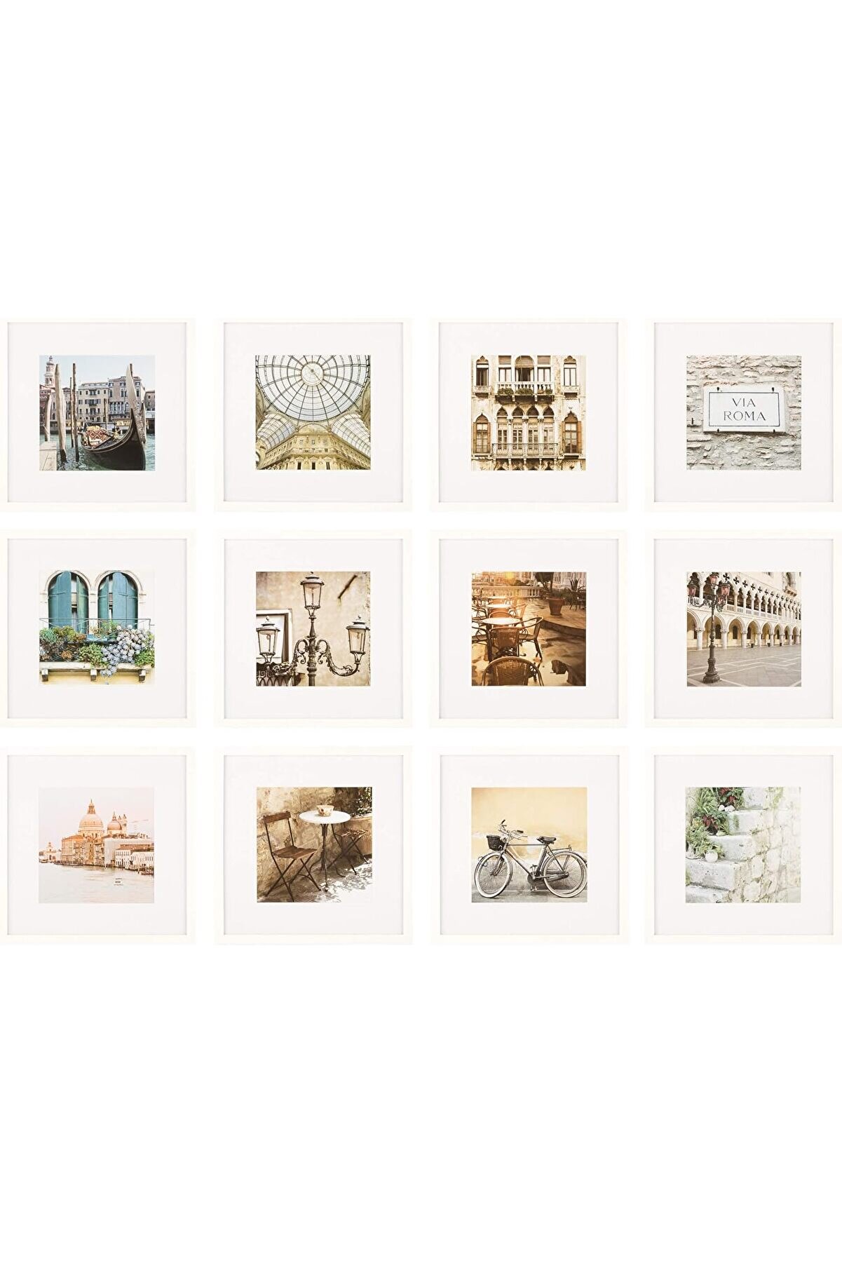 STOREMAX Perfect 12 Parça Beyaz Kare Fotoğraf Çerçevesi Galeri Duvar Kiti Dekoratif Sanat Baskıları ve Asma Ş