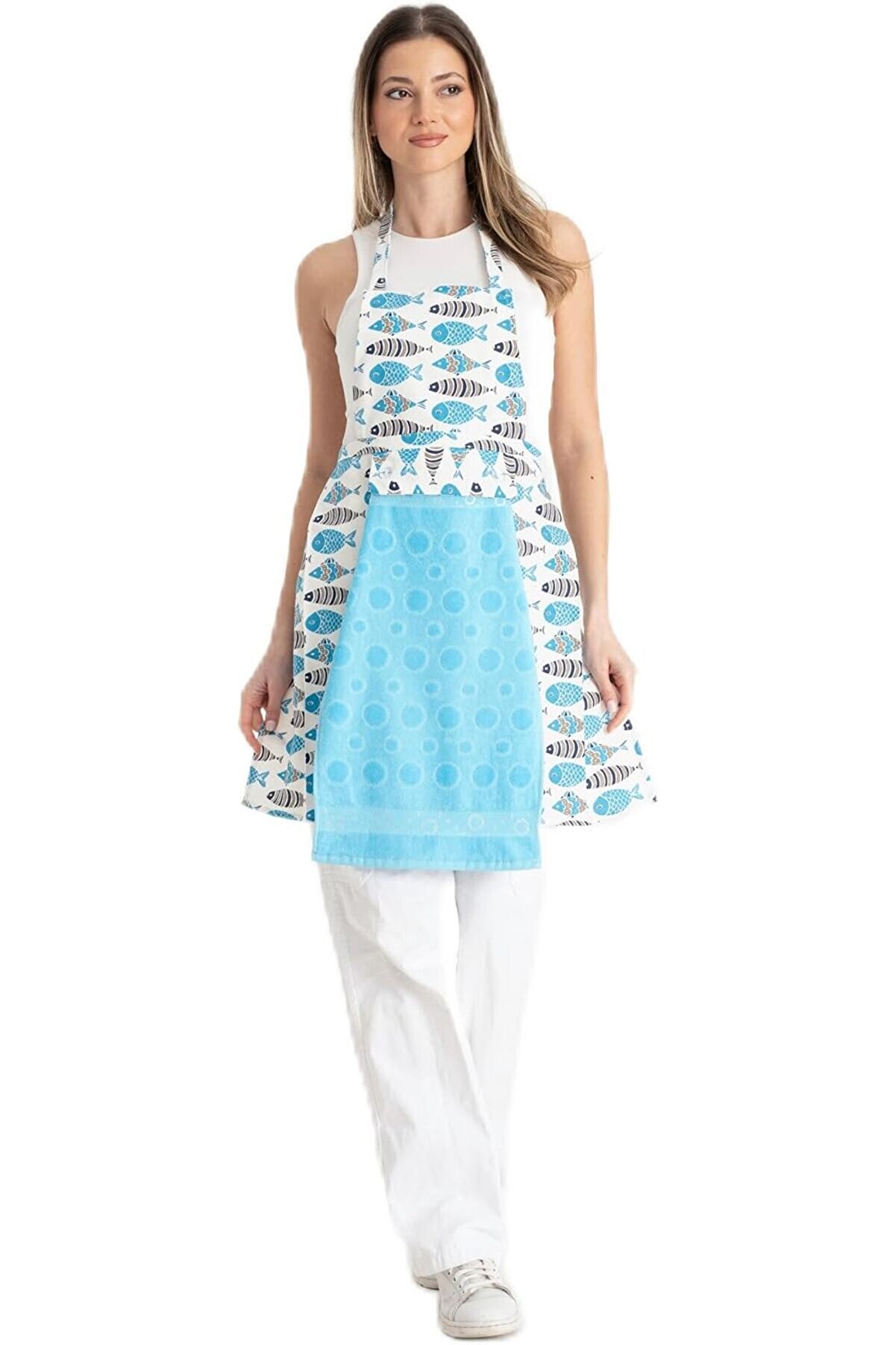 STOREMAX Mavi Havlulu Su Geçirmez Mutfak Önlüğü, Yetişkinler için Önlük, Erkekler Kadınlar için Pişirme Önlük