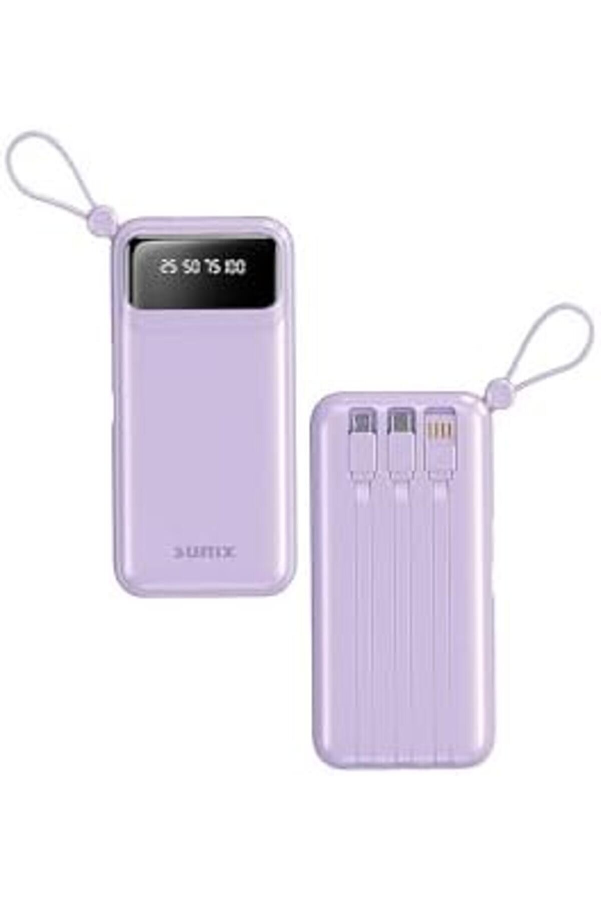 10.000 Mah Göstergeli̇ Kendi̇nden Kablolu Powerbank Mor Pb