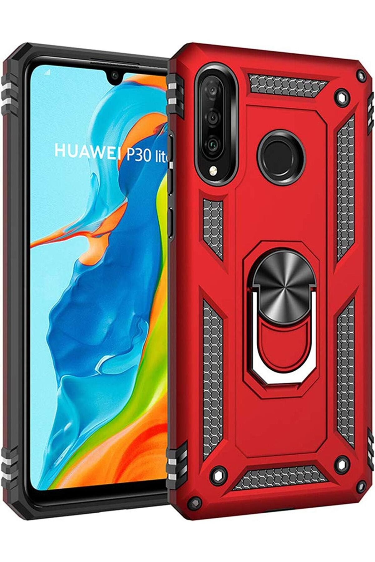 P30 Li̇te İ&ccedil;i̇n Kılıf Ri̇ng Holder Kırmızı [P30 Li̇te İle Uyumlu Kılıf - Kırmızı] 1014773