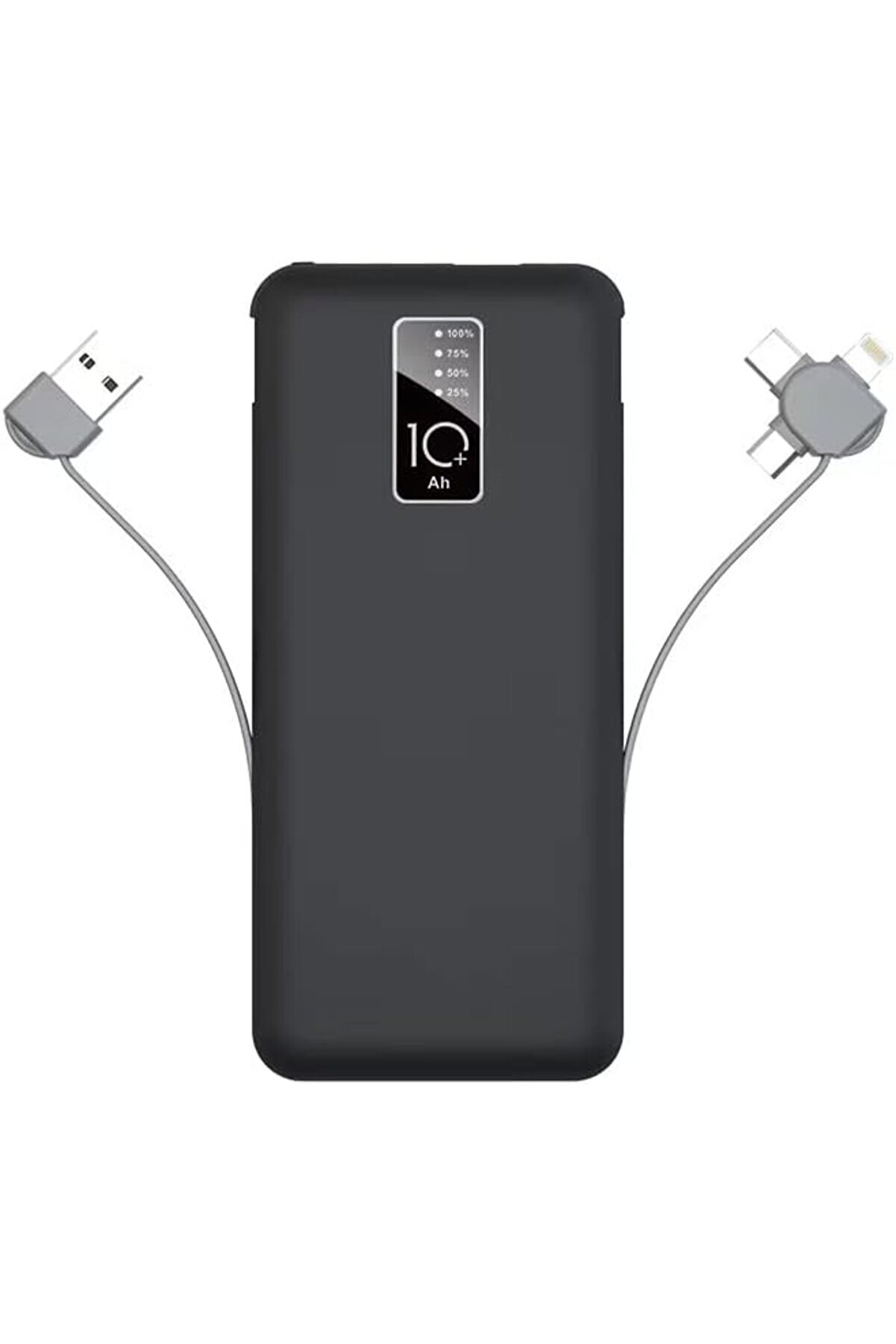 STOREMAX PW-05 Hızlı Şarj Led Göstergeli Micro Lightning Type-C Kablolu Taşınabilir Powerbank 10000mAh Siyah