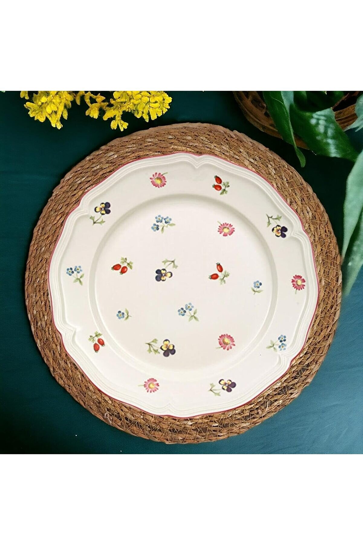 STOREMAX 6 Adet Hasır Amerikan Servisi Supla (Yuvarlak İpli), 6'lı İpli Hasır Supla, Hasır Amerikan Serv