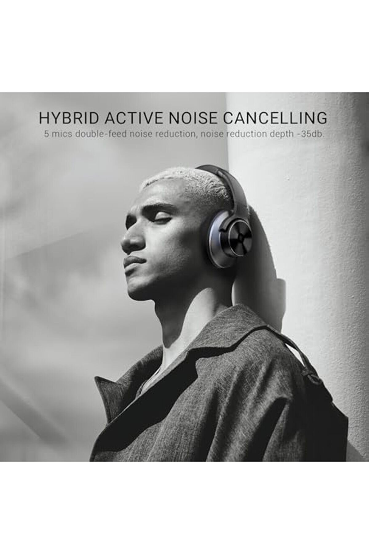 A10 Kulak Üstü Kulaklık, Hi̇bri̇t Akti̇f Gürültü Önleme Özelli̇kli̇ Kablosuz Kulaklık, Hi̇-Res Ses, Deri̇n