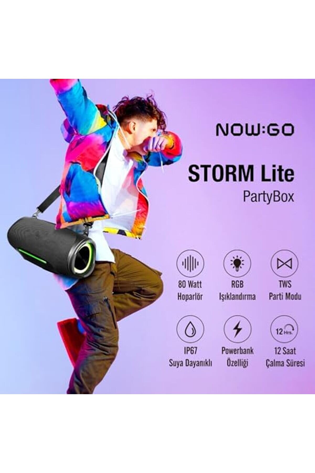 Eli̇zzashop Go Storm Li̇te 80W Rgb Super Bass Tws Party Speaker Taşınabi̇li̇r Kablosuz Bluetooth Hoparl&ouml;