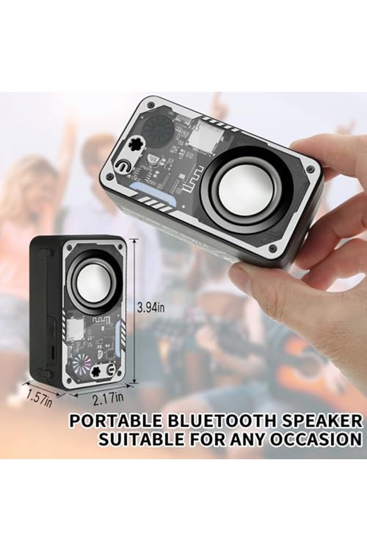 Renkli̇ Led Ekranlı Bluetooth Hoparlör, Net Ses İle 5W Küçük Hoparlör, Destek Tws/Tf Kartı