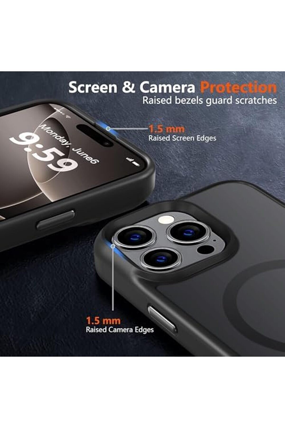 Güçlü Manyeti̇k 15 Telefon Kılıfı, [Askeri̇ Düzey Düşme Koruması] [Güçlü Si̇li̇kon Kenarlar] Yarı Saydam