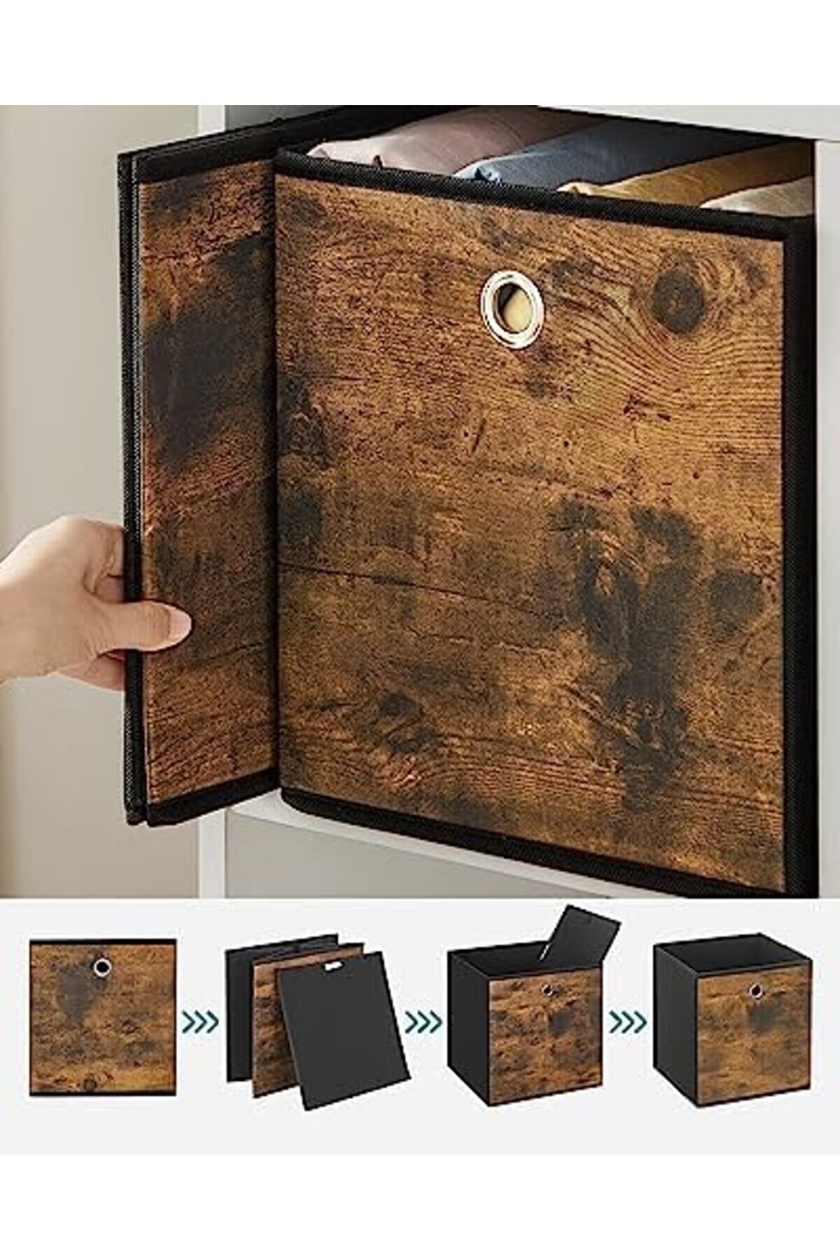 Saklama Kutusu, 6 Lı Set, Düzenleme Kutuları, Dokusuz Kumaş, Katlanır Kutu, 26 X 26 X 28 Cm, Ku