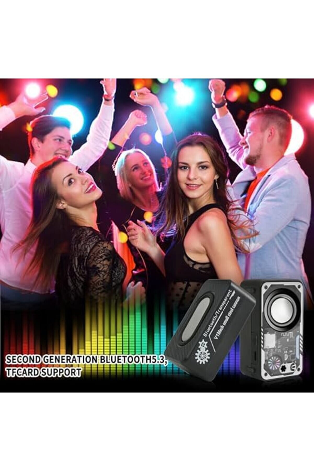 Renkli̇ Led Ekranlı Bluetooth Hoparlör, Net Ses İle 5W Küçük Hoparlör, Destek Tws/Tf Kartı