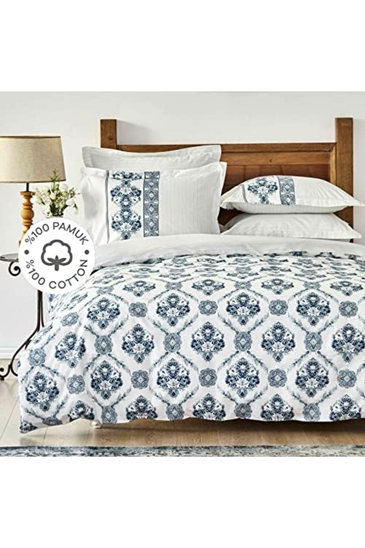 Vi̇vane Mavi̇%100 Pamuk Çi̇ft Ki̇şi̇li̇k Nevresi̇m Takımı 1014773