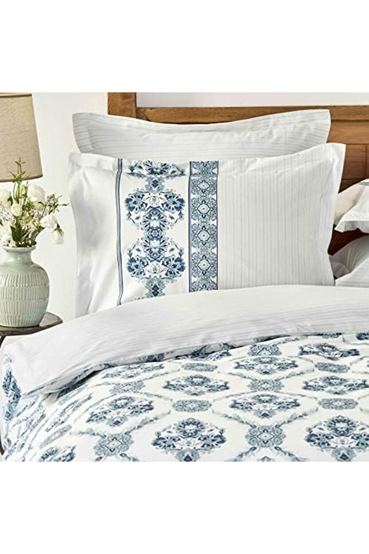 Vi̇vane Mavi̇%100 Pamuk Çi̇ft Ki̇şi̇li̇k Nevresi̇m Takımı 1014773