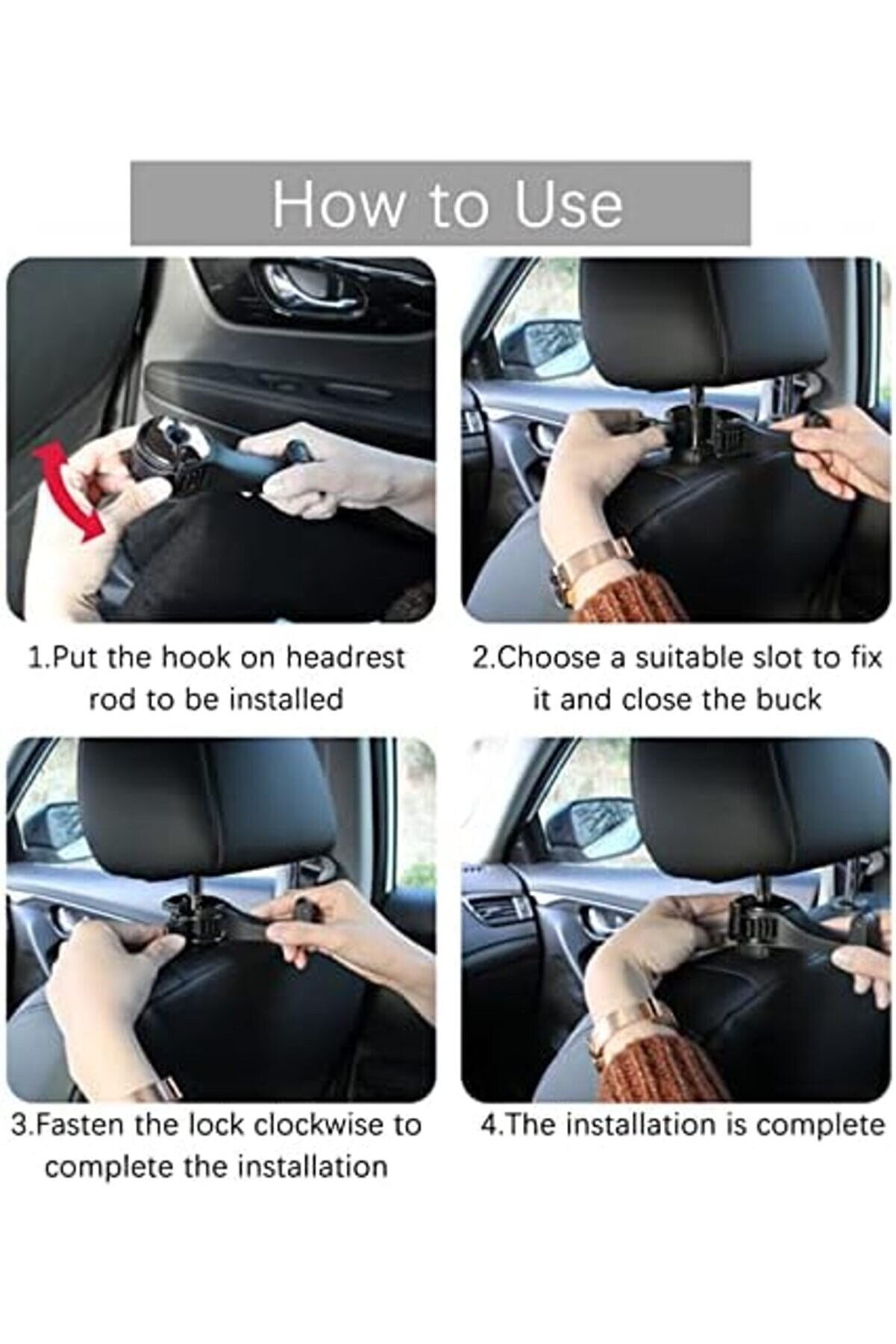 Araba Baş Desteği̇ Kancası, Araç Koltuk Başlığı Kancası, Araç Koltuğu Kancası, Cep Telefonu Tutuculu