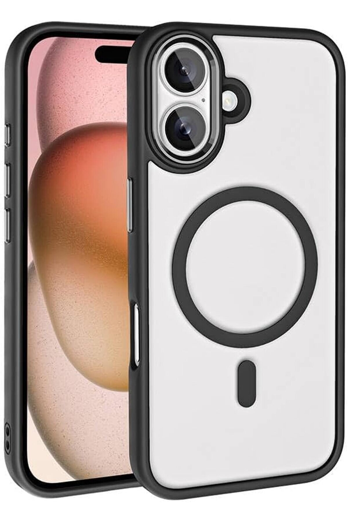 STOREMAX ile uyumlu 16 Kılıf Şarj Özellikli Krom M-safe Silikon Kapak Siyah 1014773