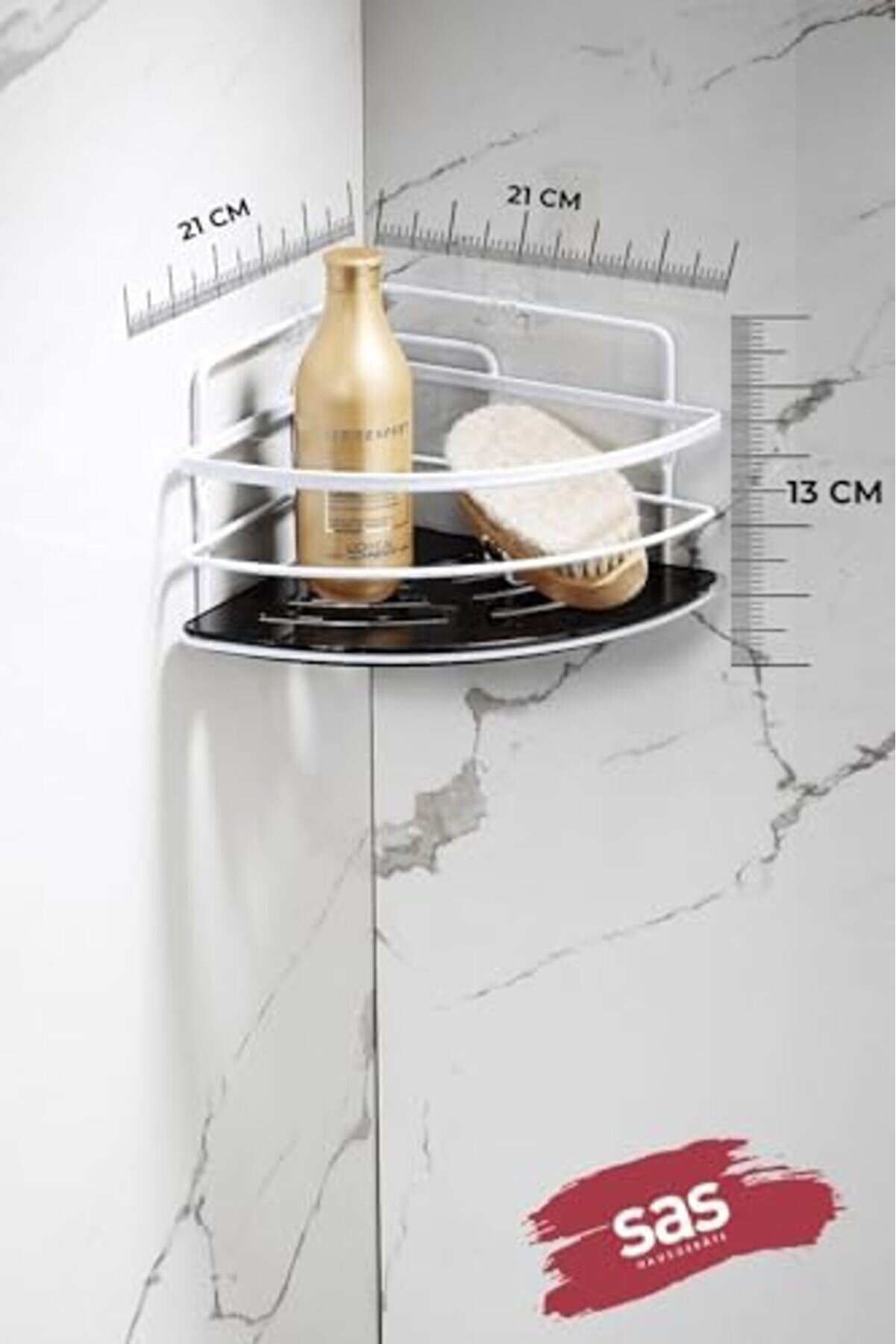 Haus Yapışkanlı &Ouml;m&uuml;r Boyu Paslanmaz Kri̇stal Ayarlanabi̇li̇r Raf Banyo D&uuml;zenleyi̇ci̇ Şampuanlık Lk-01 Bs