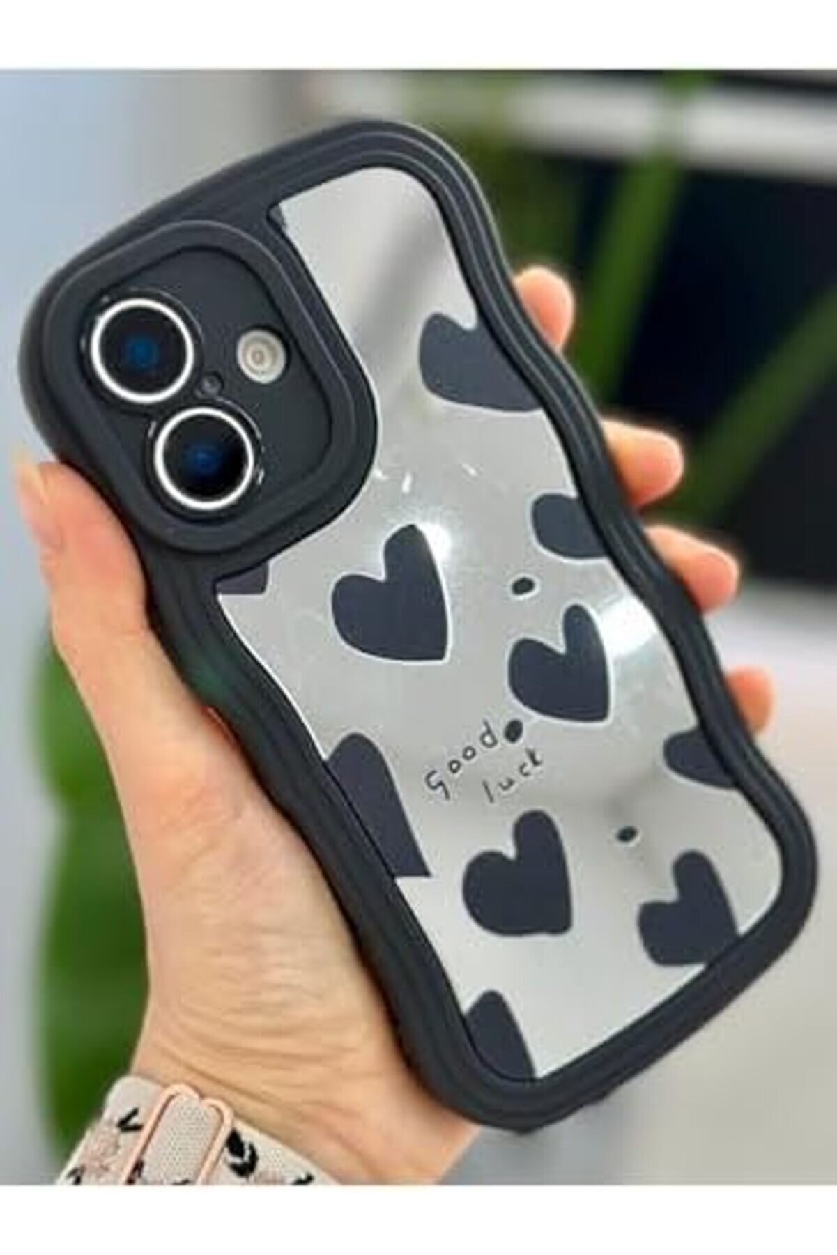 Pltnstoreshop Aksesuar Iphone 16 İle Uyumlu Si̇yah Kalp Tasarımlı Aynalı Si̇li̇kon Kılıf Pltnstoreshop