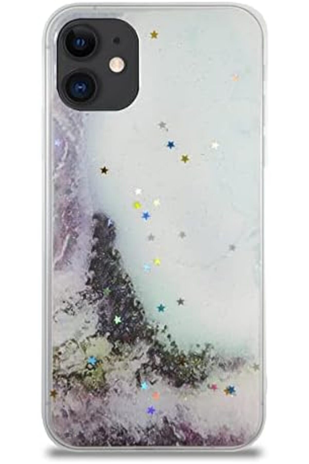 İleti̇şi̇m 11 İle Uyumlu Kapak Mermer Desenli̇ Pop Socketli̇ Si̇li̇kon Kılıf - Beyaz 1014773