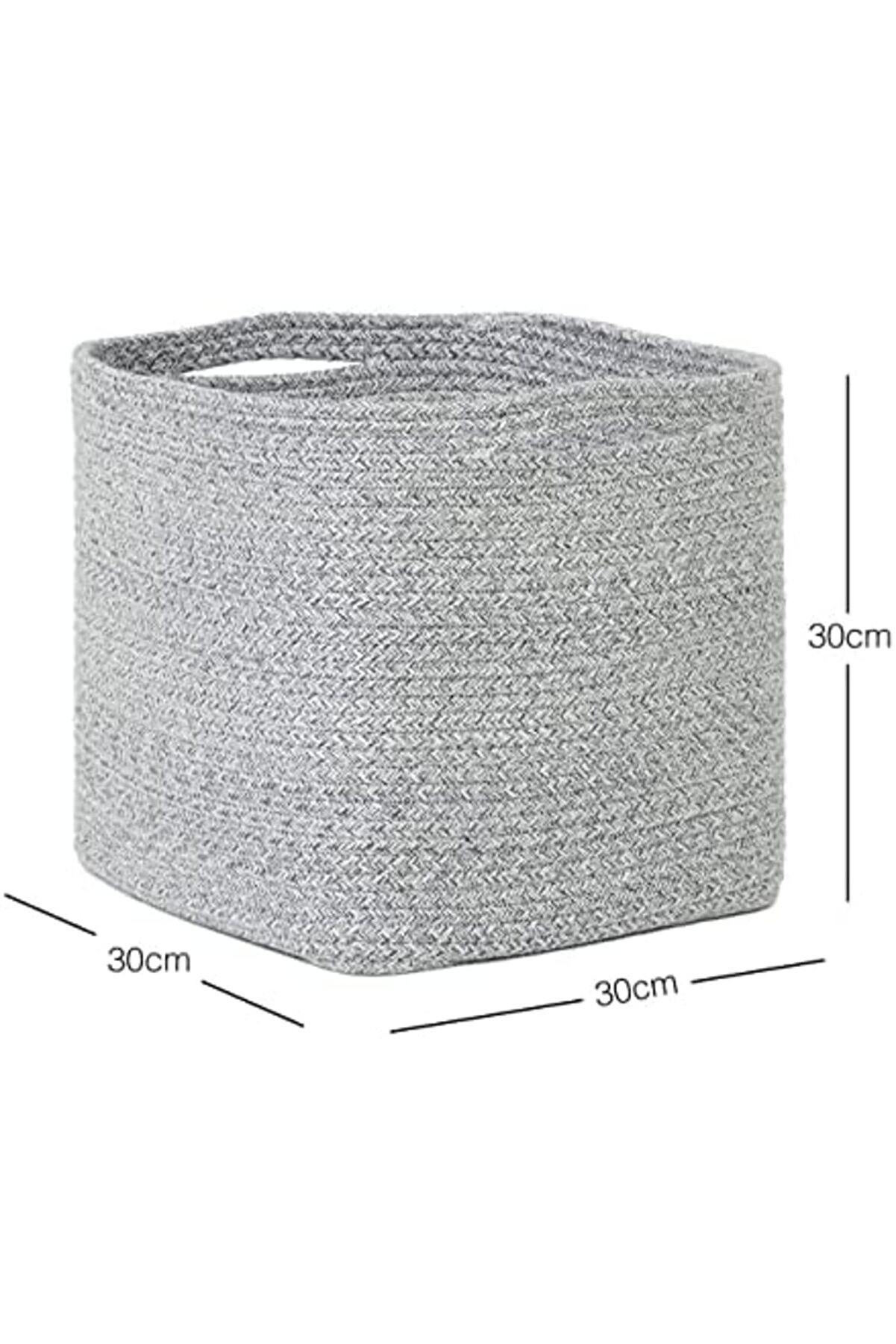 Texti̇le Gri̇ Kırçıllı Pamuklu Sepet 30 X 30 X 30 Cm 1014773