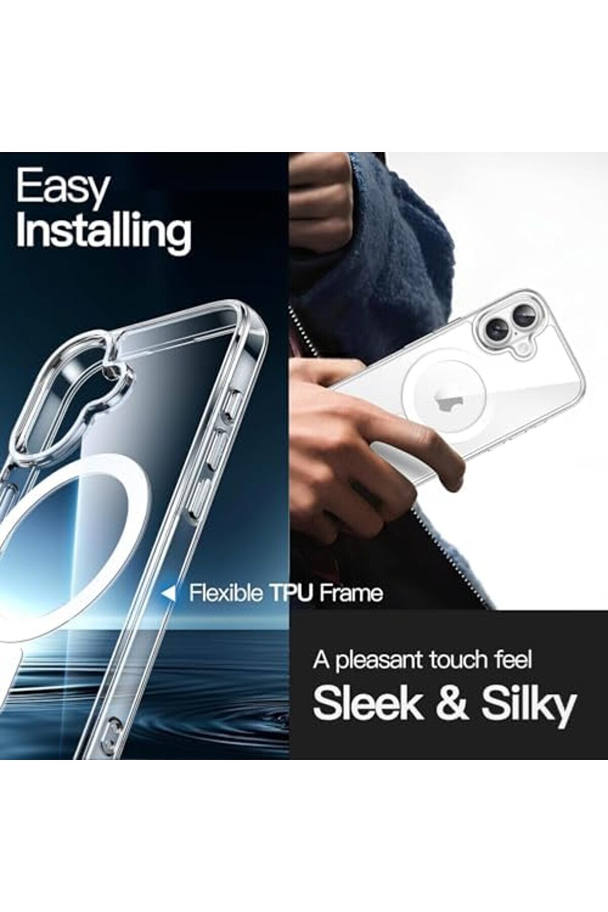 16 Uyumlu Manyeti̇k Şeffaf Kılıf İle Uyumlu Si̇li̇kon Toz Ve Ki̇rden Korur İphone 16 Kılıf Kenar Korumal