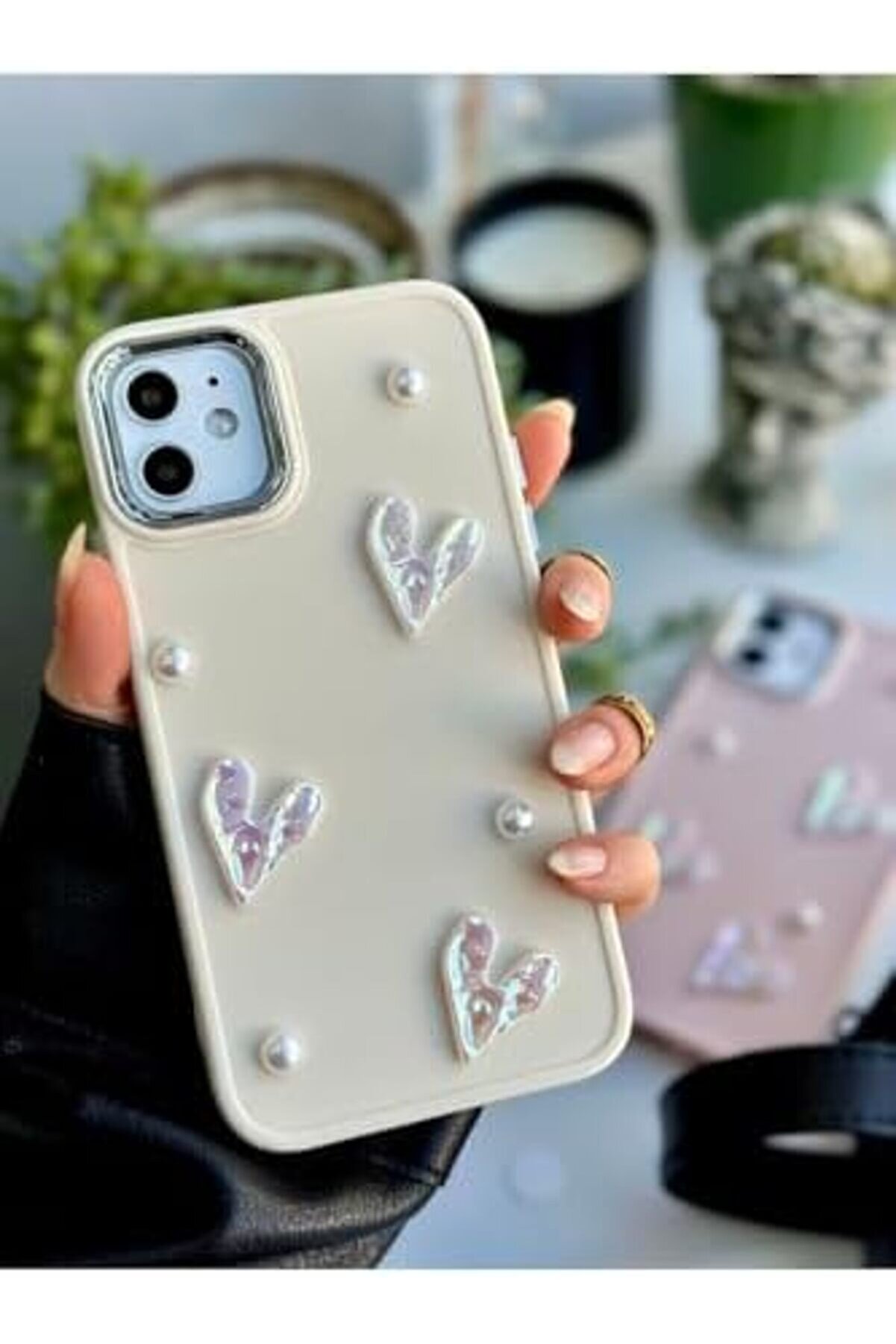 Aksesuar 11 Uyumlu 3D Oyuncaklı Taş Kalp Tasarımlı Yumuşak Si̇li̇kon Kılıf - Kremtaşkalp 1014773